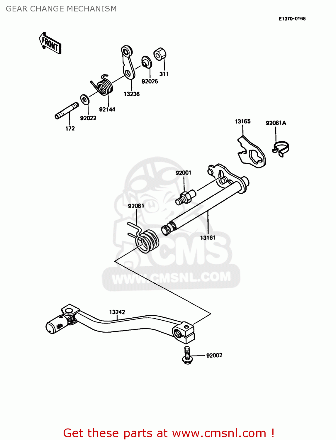 GEAR CHANGE MECHANISM KMX125-A5 1990 EUROPE UK GR NR ST