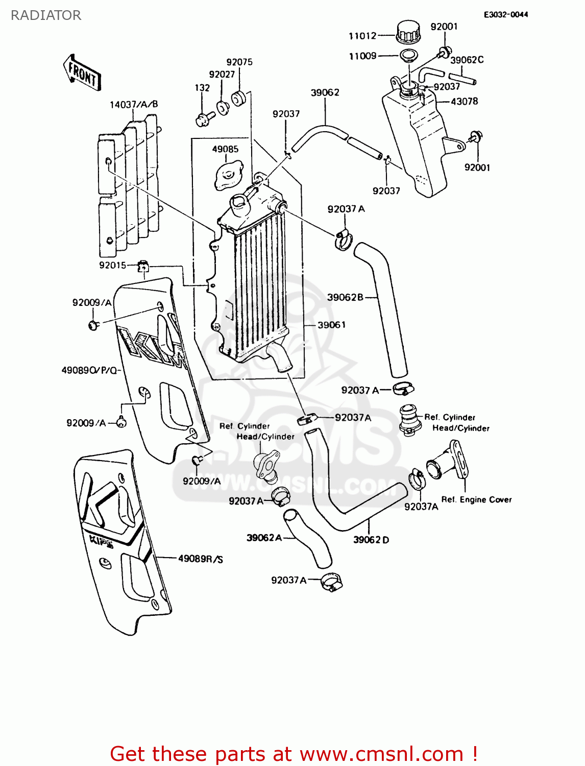 RADIATOR KMX125-A5 1990 EUROPE UK GR NR ST