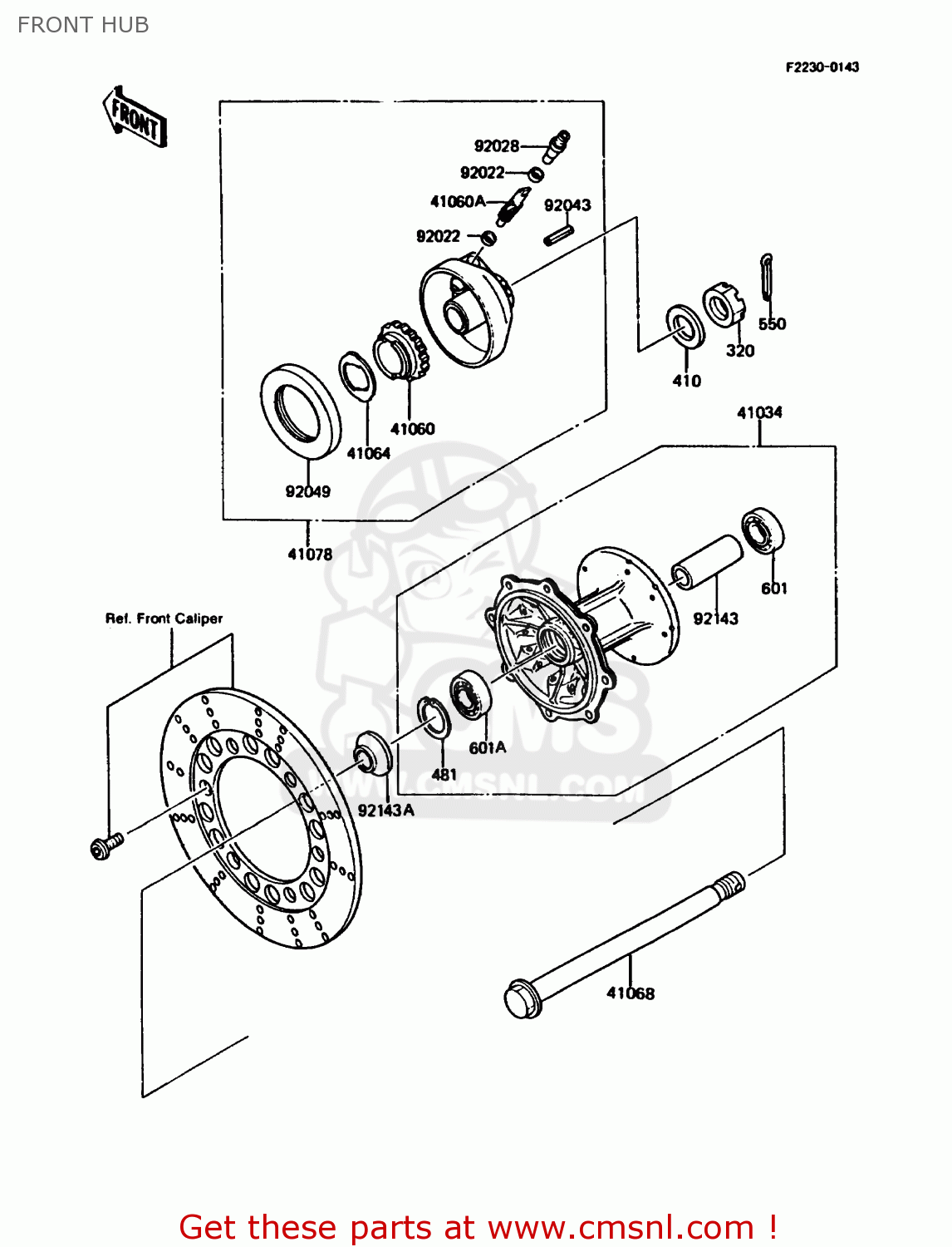 FRONT HUB KMX125-A5 1990 EUROPE UK GR NR ST