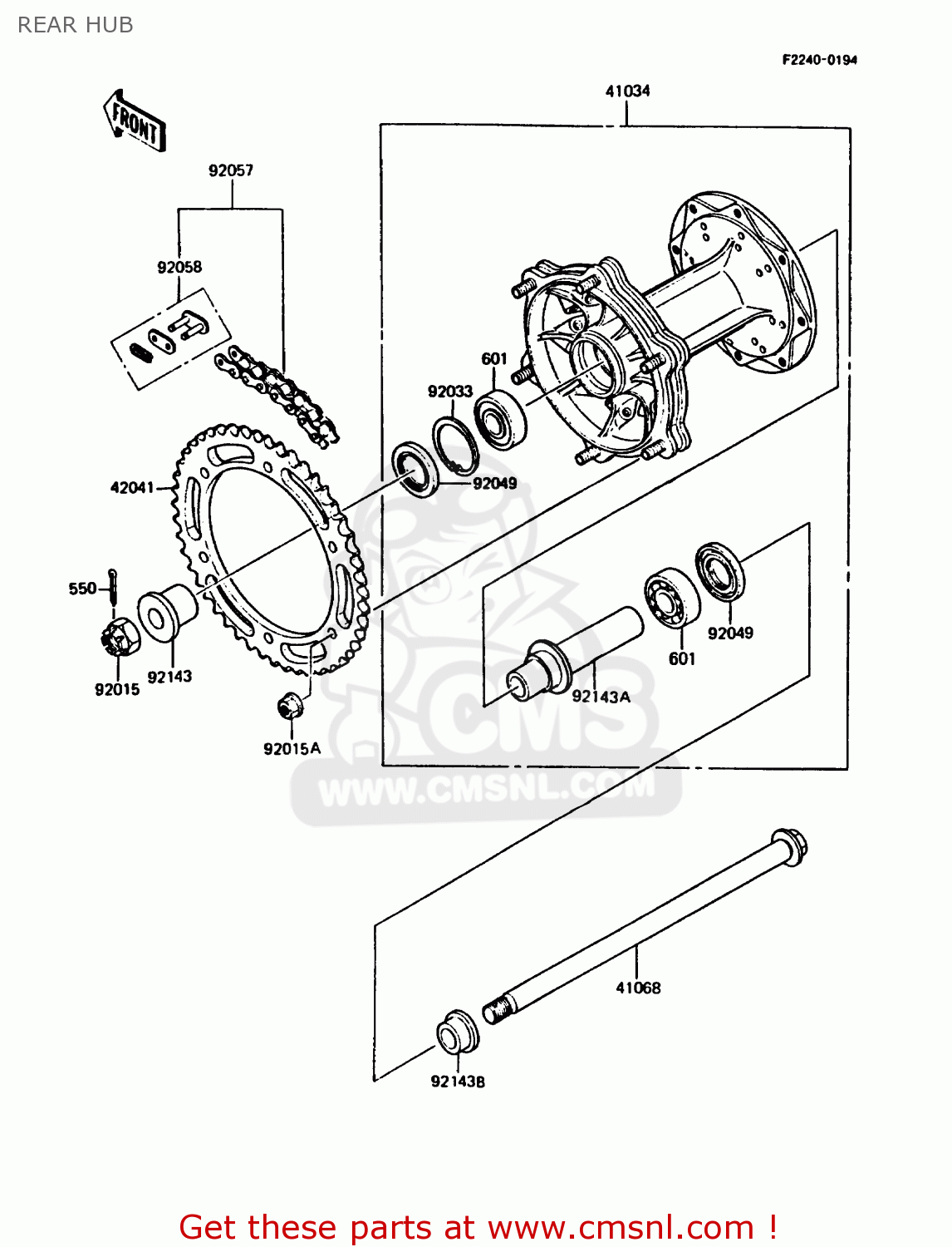 REAR HUB KMX125-A5 1990 EUROPE UK GR NR ST