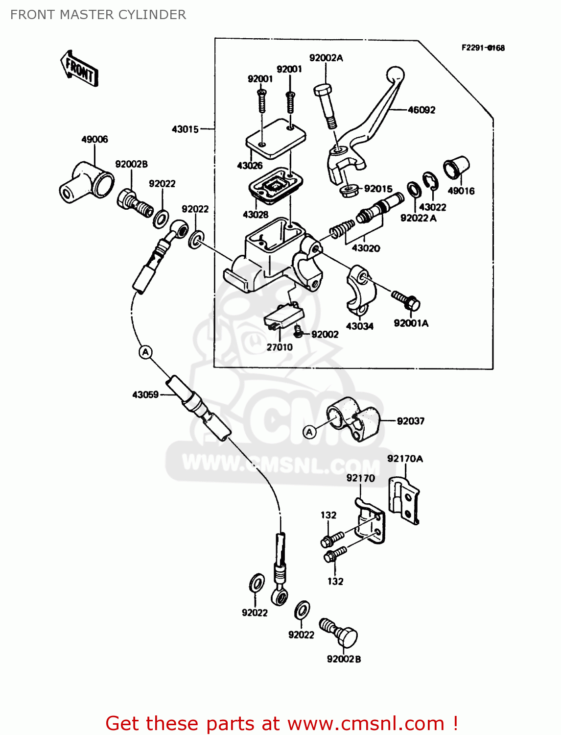 FRONT MASTER CYLINDER KMX125-A5 1990 EUROPE UK GR NR ST