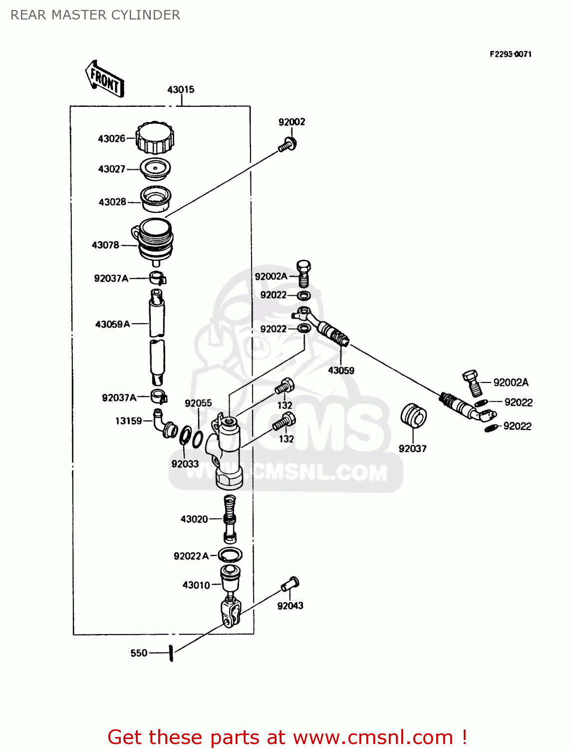 REAR MASTER CYLINDER KMX125-A5 1990 EUROPE UK GR NR ST