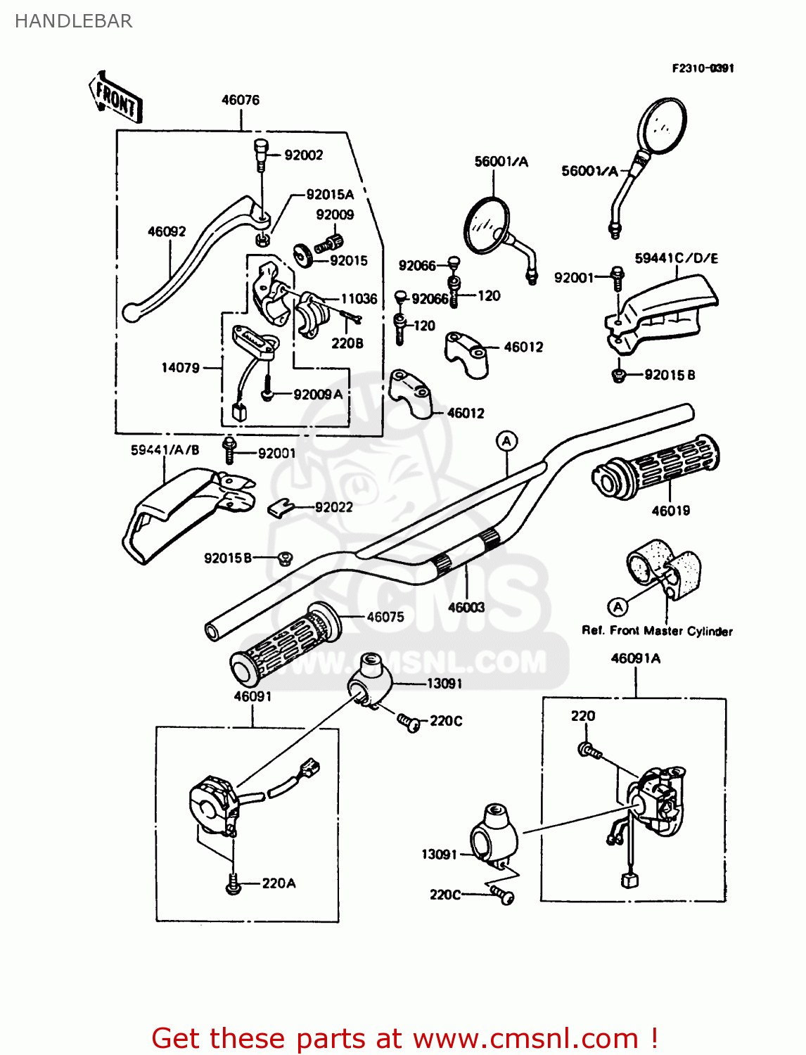 HANDLEBAR KMX125-A5 1990 EUROPE UK GR NR ST