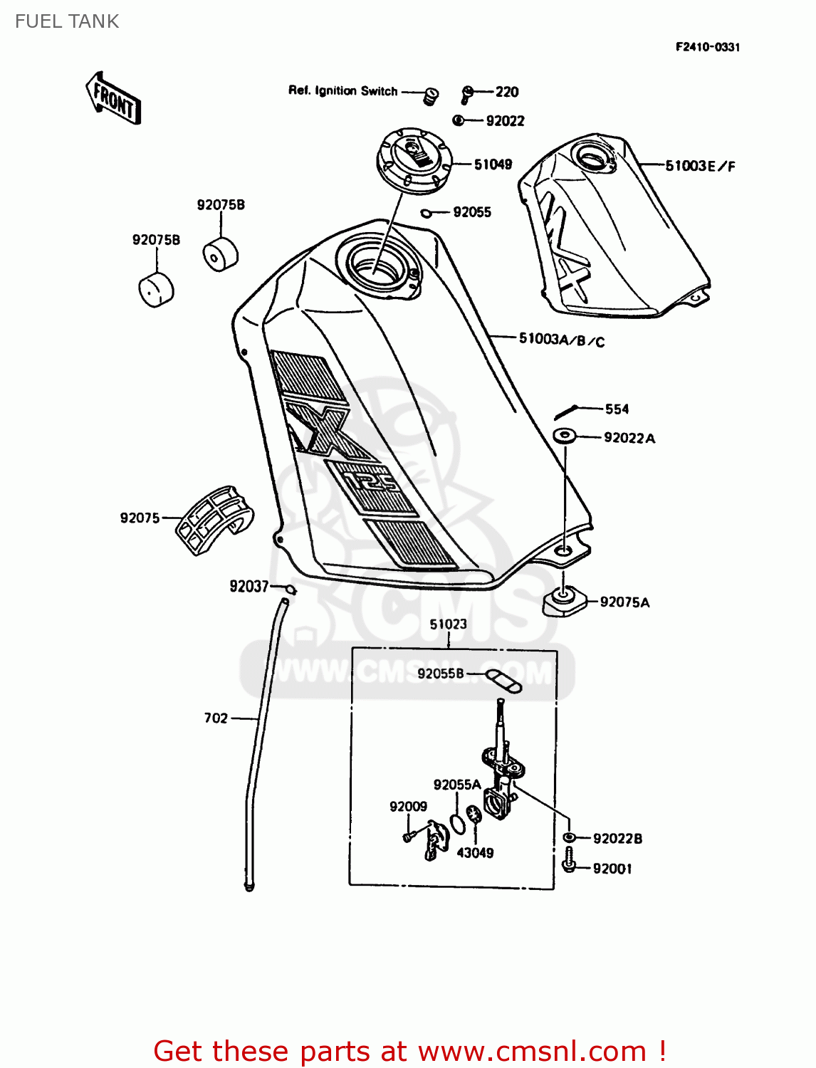 FUEL TANK KMX125-A5 1990 EUROPE UK GR NR ST