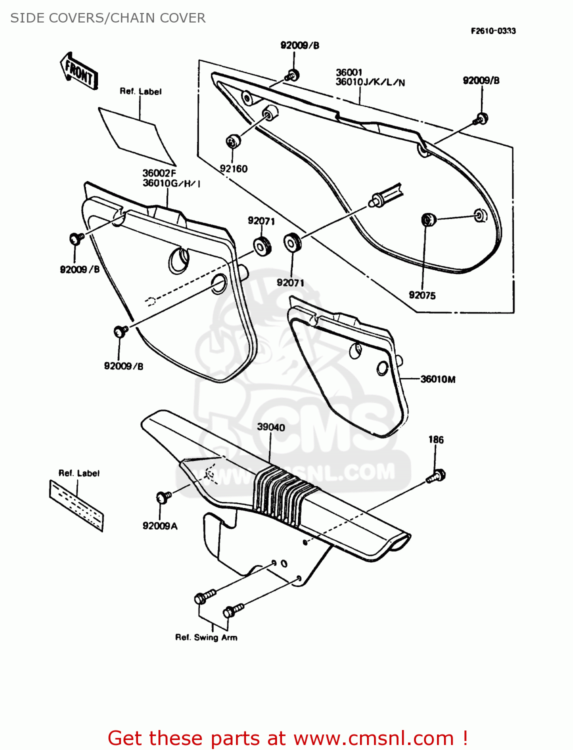 SIDE COVERS/CHAIN COVER KMX125-A5 1990 EUROPE UK GR NR ST