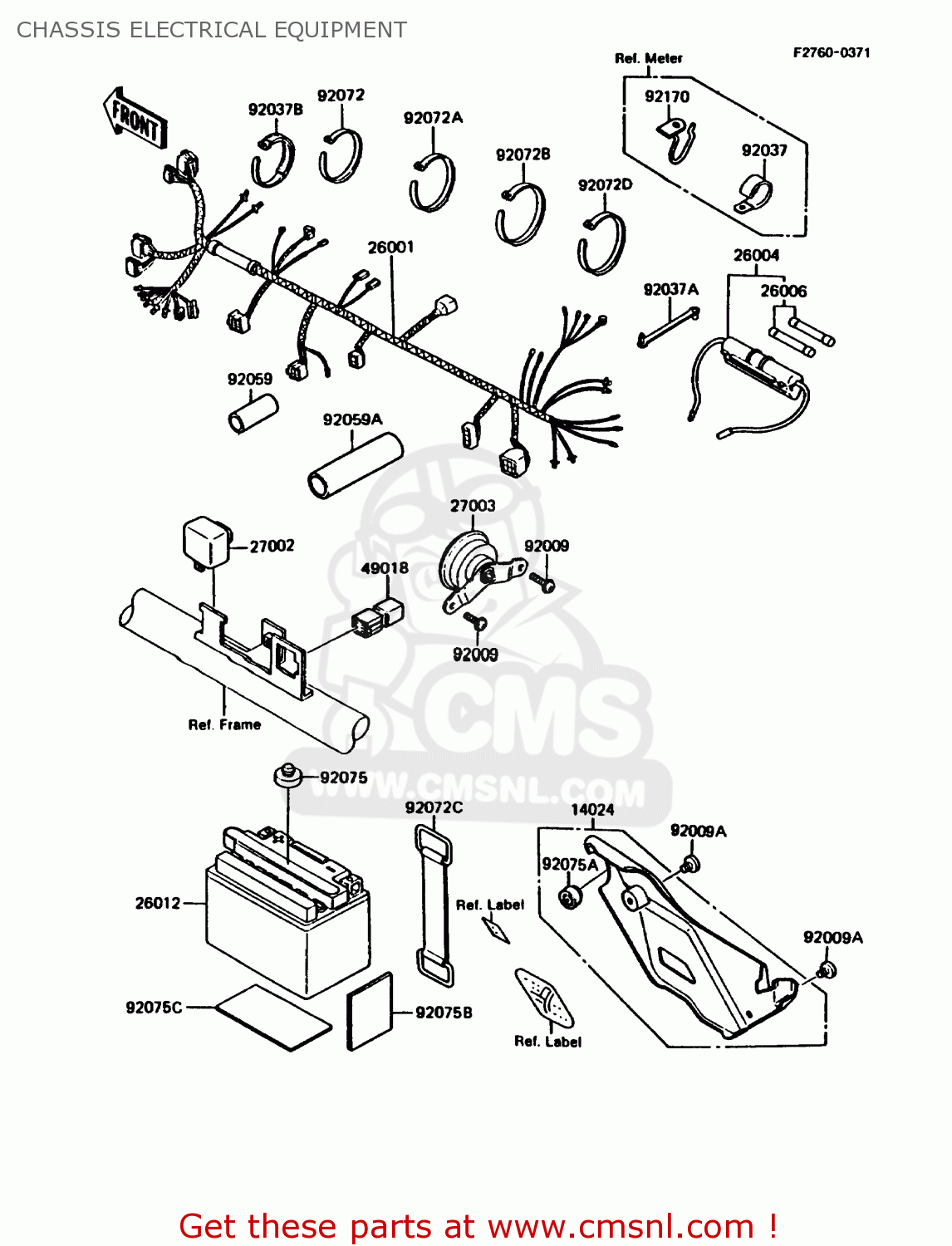 CHASSIS ELECTRICAL EQUIPMENT KMX125-A5 1990 EUROPE UK GR NR ST