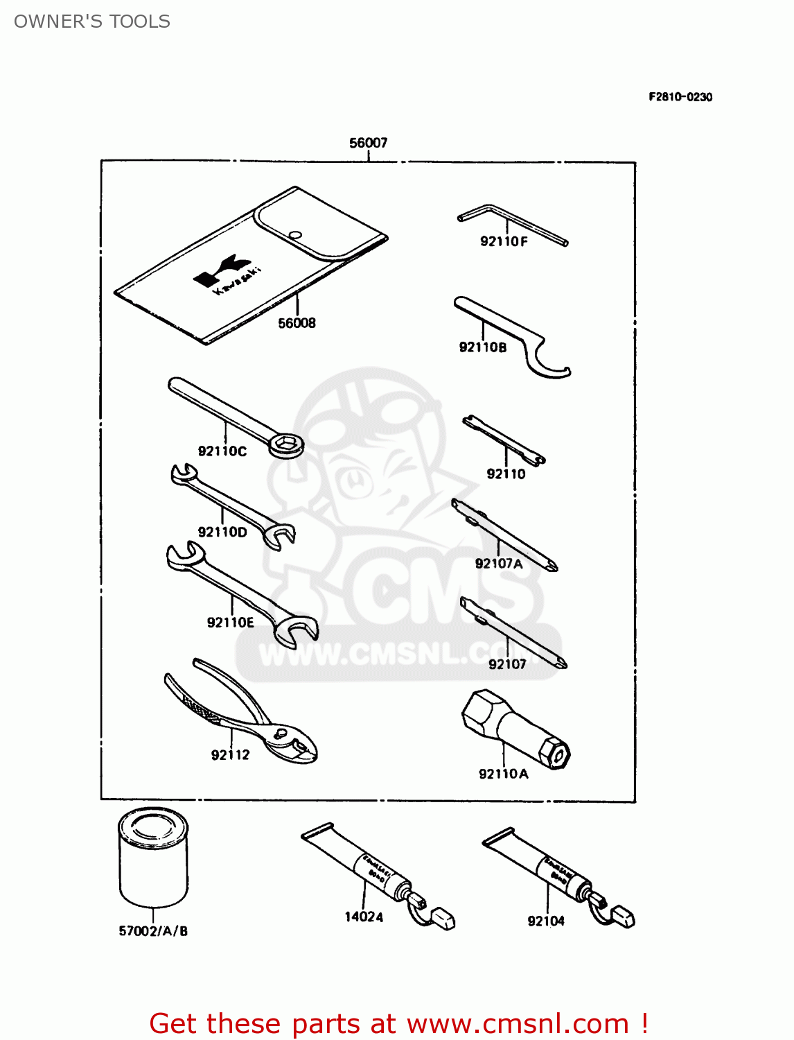 OWNER'S TOOLS KMX125-A5 1990 EUROPE UK GR NR ST