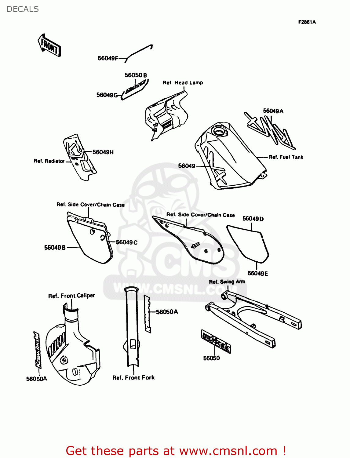 DECALS KMX125-A5 1990 EUROPE UK GR NR ST