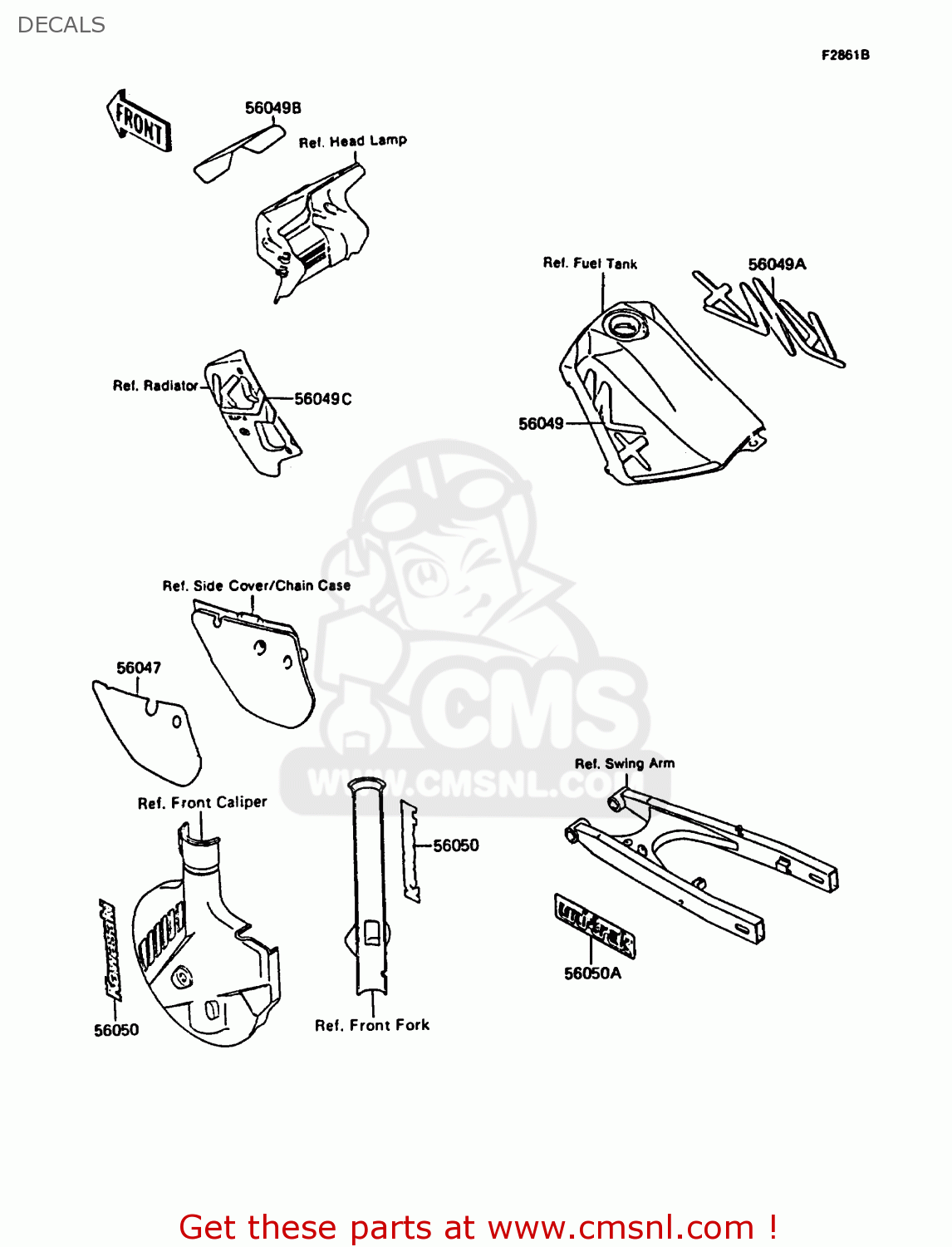 DECALS KMX125-A5 1990 EUROPE UK GR NR ST