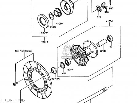 FRONT HUB - KMX125-A5 1990 EUROPE UK GR NR ST
