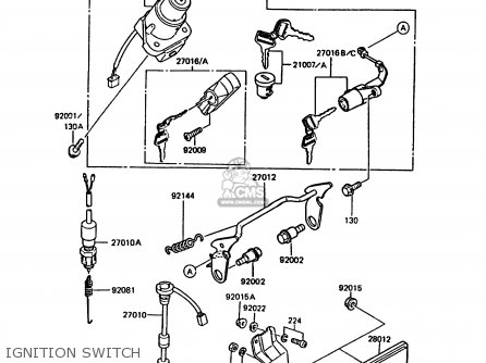 IGNITION SWITCH - KMX125-A5 1990 EUROPE UK GR NR ST