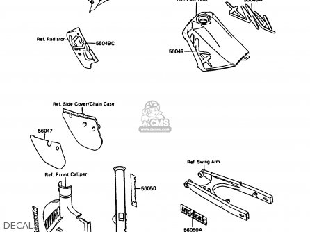 DECALS - KMX125-A5 1990 EUROPE UK GR NR ST