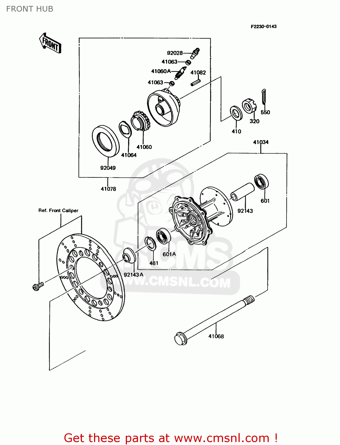 FRONT HUB KMX125-A6 1992 EUROPE