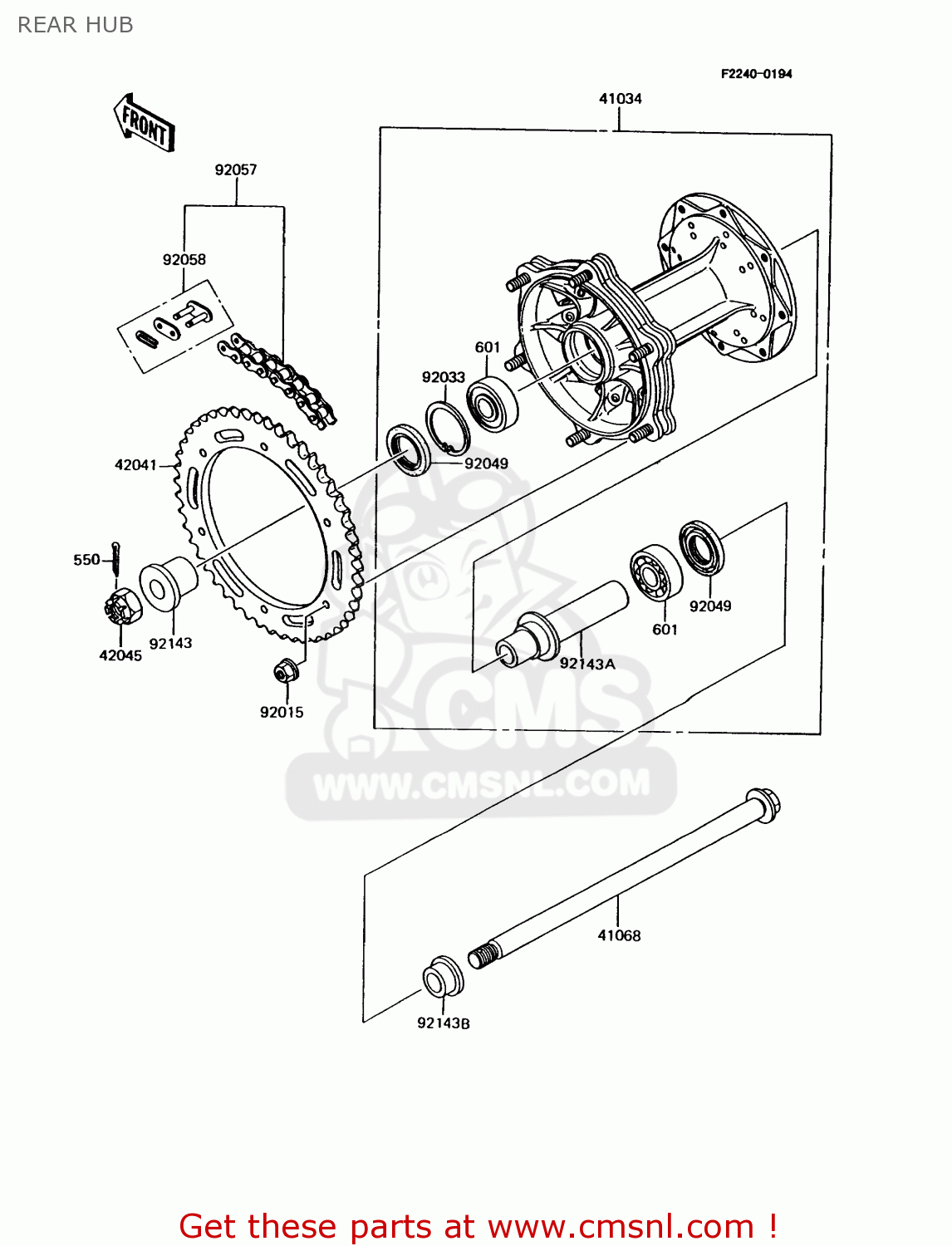 REAR HUB KMX125-A6 1992 EUROPE