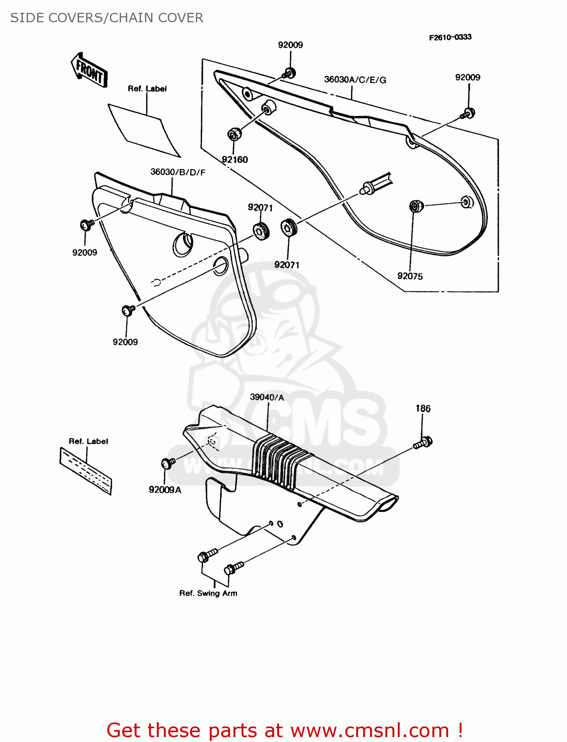 SIDE COVERS/CHAIN COVER KMX125-A6 1992 EUROPE
