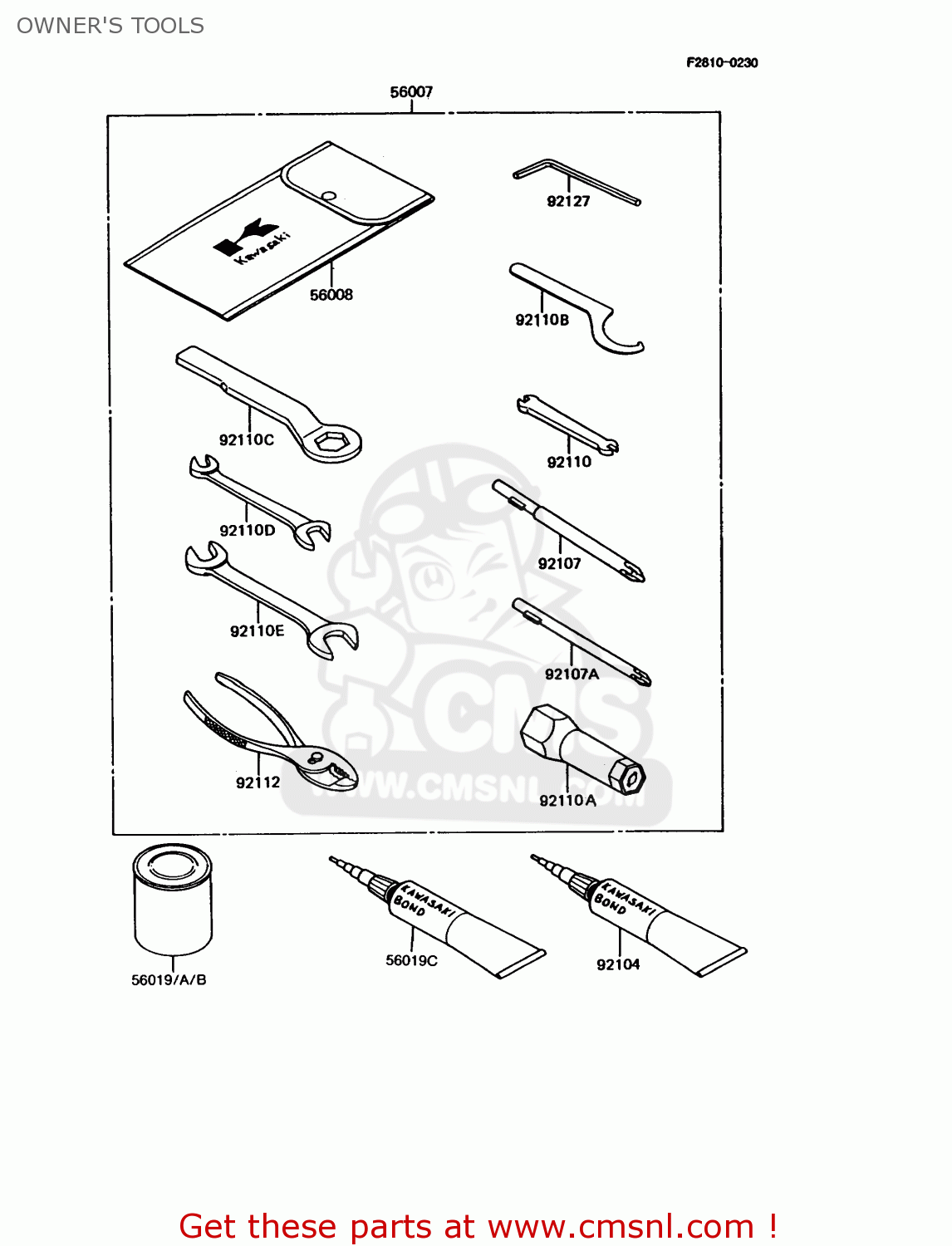 OWNER'S TOOLS KMX125-A6 1992 EUROPE