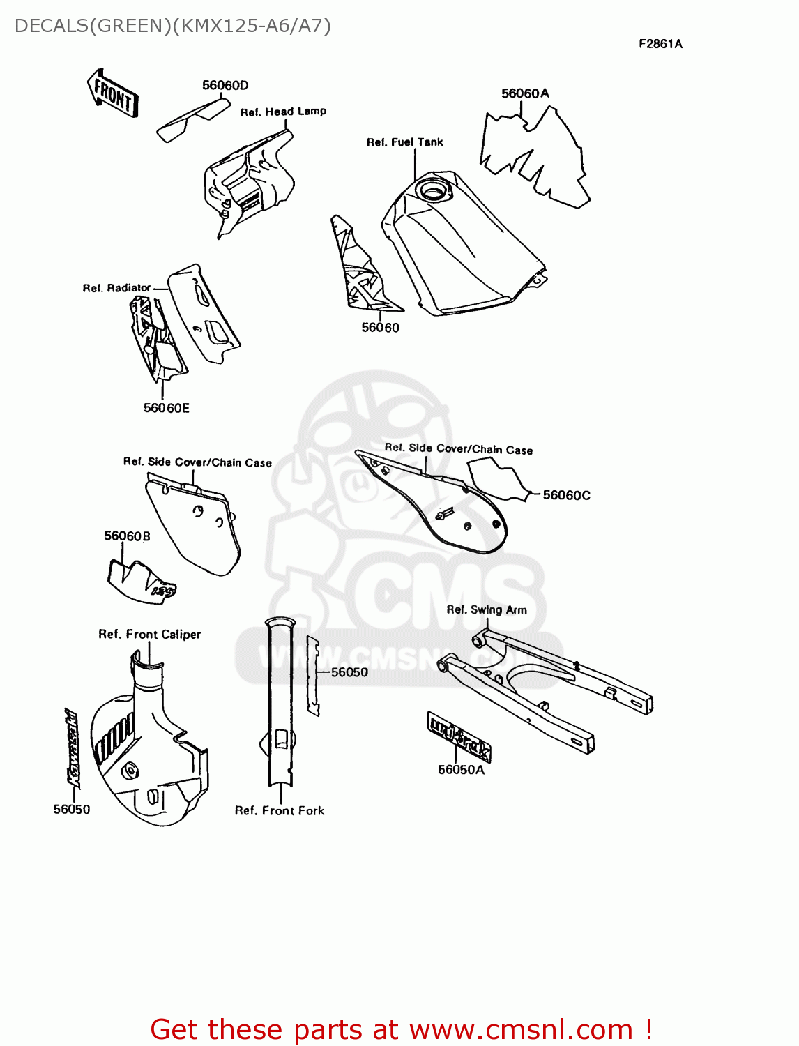 DECALS(GREEN)(KMX125-A6/A7) KMX125-A6 1992 EUROPE