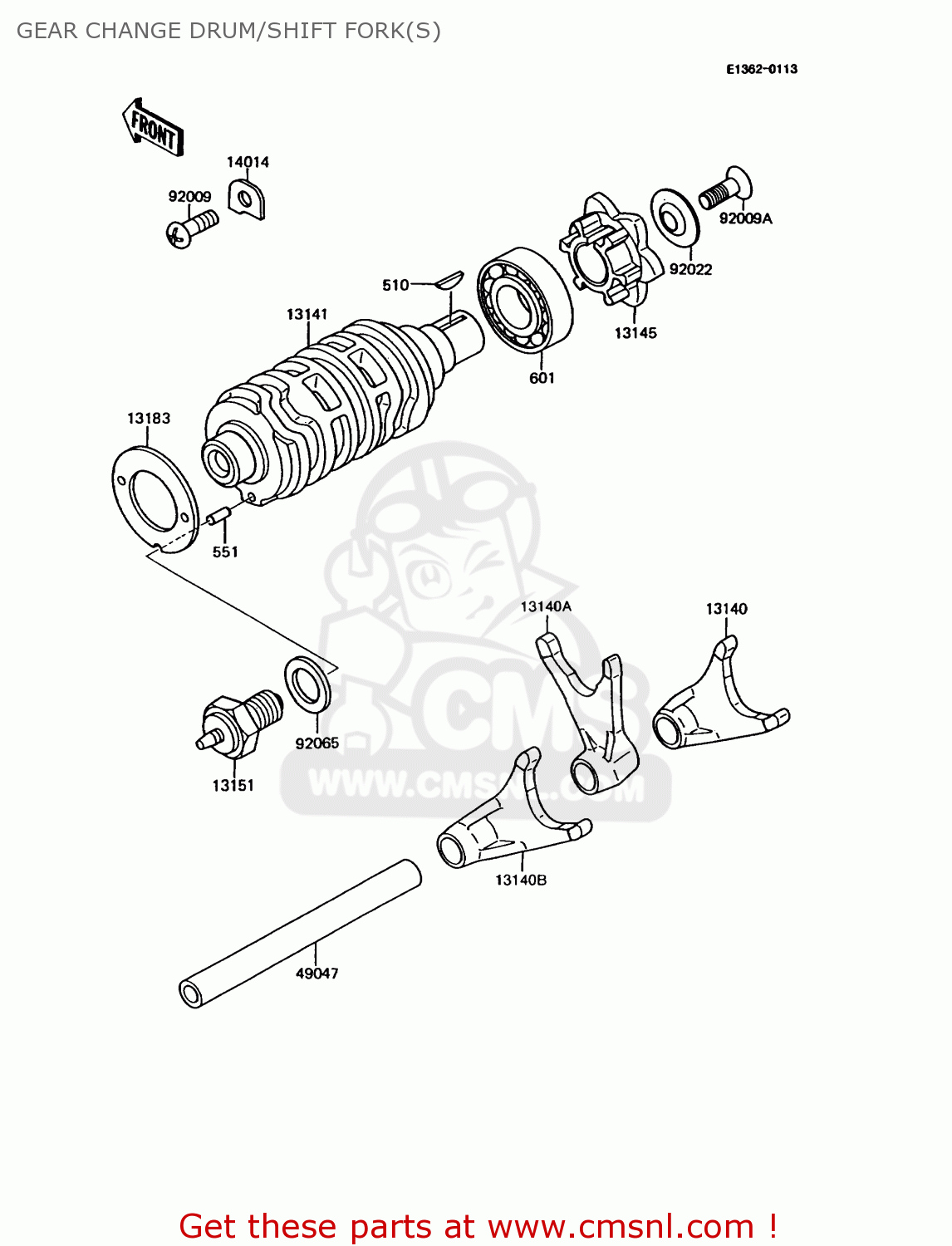 GEAR CHANGE DRUM/SHIFT FORK(S) KMX125-A7 1993 GREECE