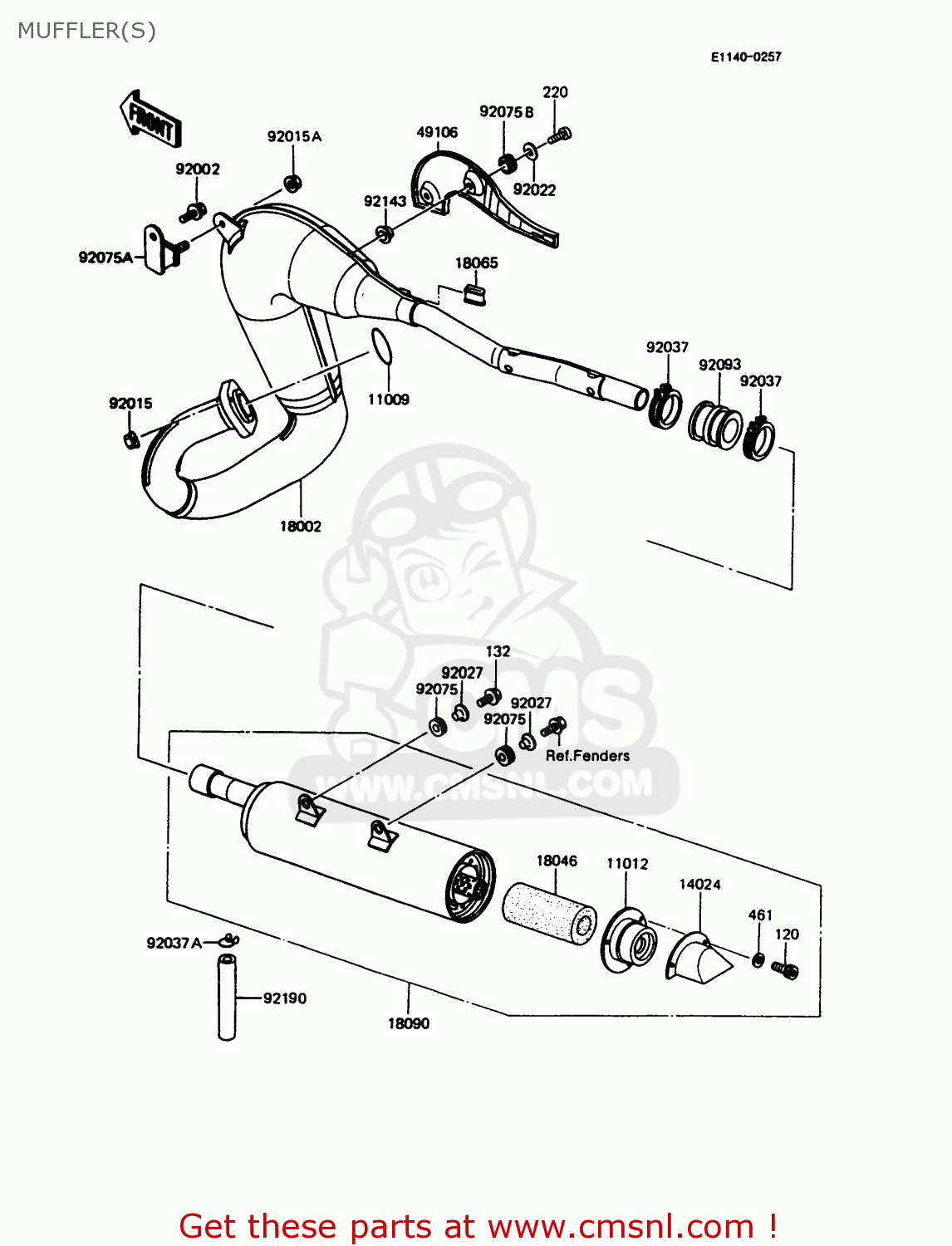 MUFFLER(S) KMX125-A8 1995 EUROPE GR