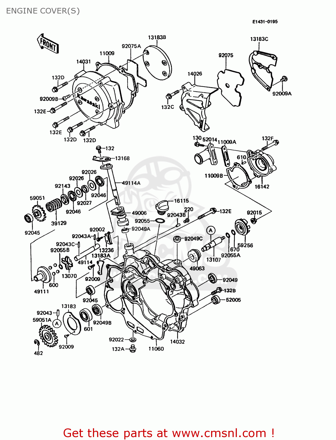 ENGINE COVER(S) KMX125-A8 1995 EUROPE GR