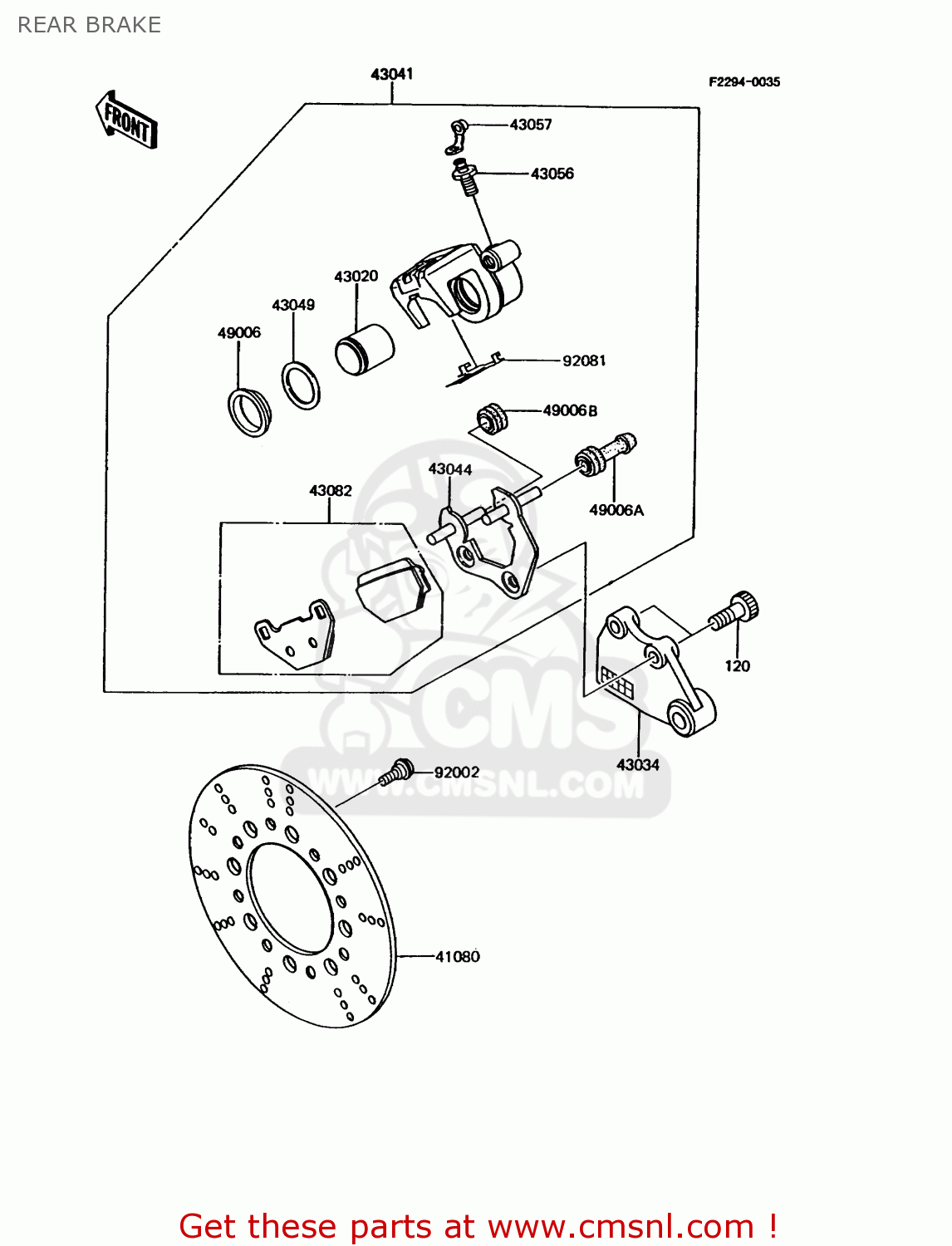 REAR BRAKE KMX125-A8 1995 EUROPE GR