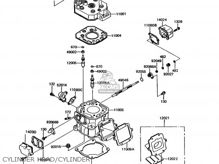 CYLINDER HEAD/CYLINDER - KMX125-A8 1995 EUROPE GR