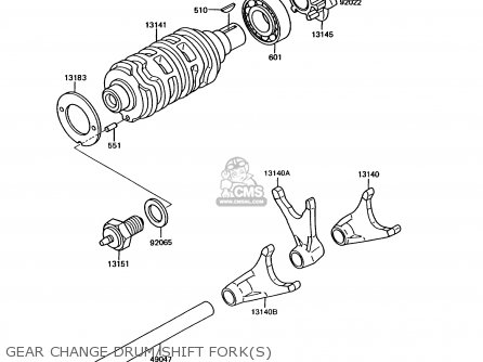 GEAR CHANGE DRUM/SHIFT FORK(S) - KMX125-A8 1995 EUROPE GR