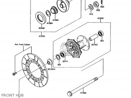 FRONT HUB - KMX125-A8 1995 EUROPE GR