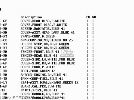 1995 KMX125-A8    TR BLUE 41 - KMX125-A8 1995 EUROPE GR
