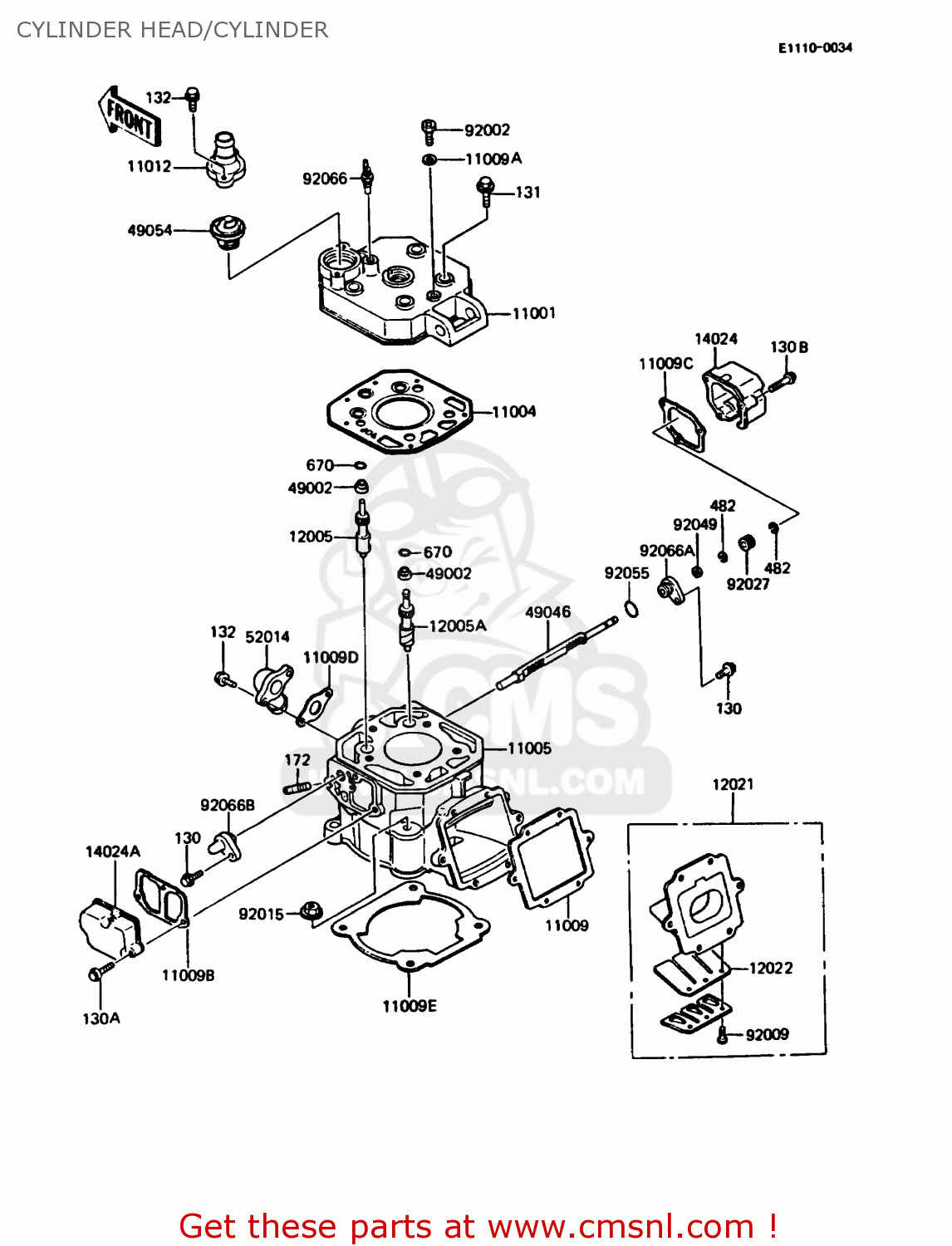 CYLINDER HEAD/CYLINDER KMX125-B1 1986 UNITED KINGDOM FR