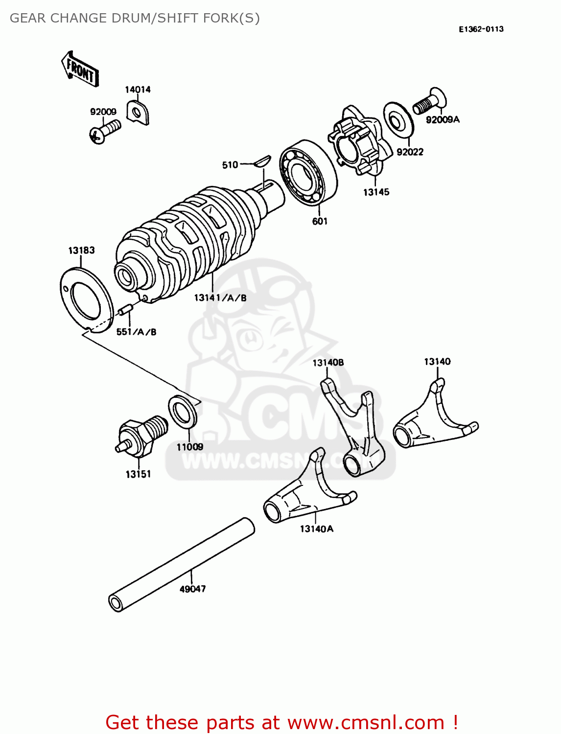 GEAR CHANGE DRUM/SHIFT FORK(S) KMX125-B1 1986 UNITED KINGDOM FR