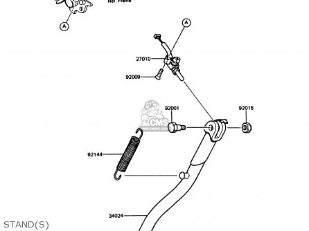 STAND(S) - KMX125-B1 1986 UNITED KINGDOM FR