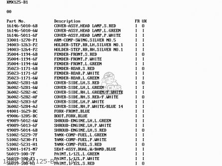 1986 KMX125-B1    00 - KMX125-B1 1986 UNITED KINGDOM FR
