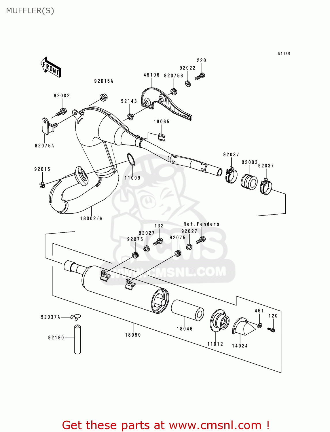 MUFFLER(S) KMX125-B10 1999 UNITED KINGDOM FR FG
