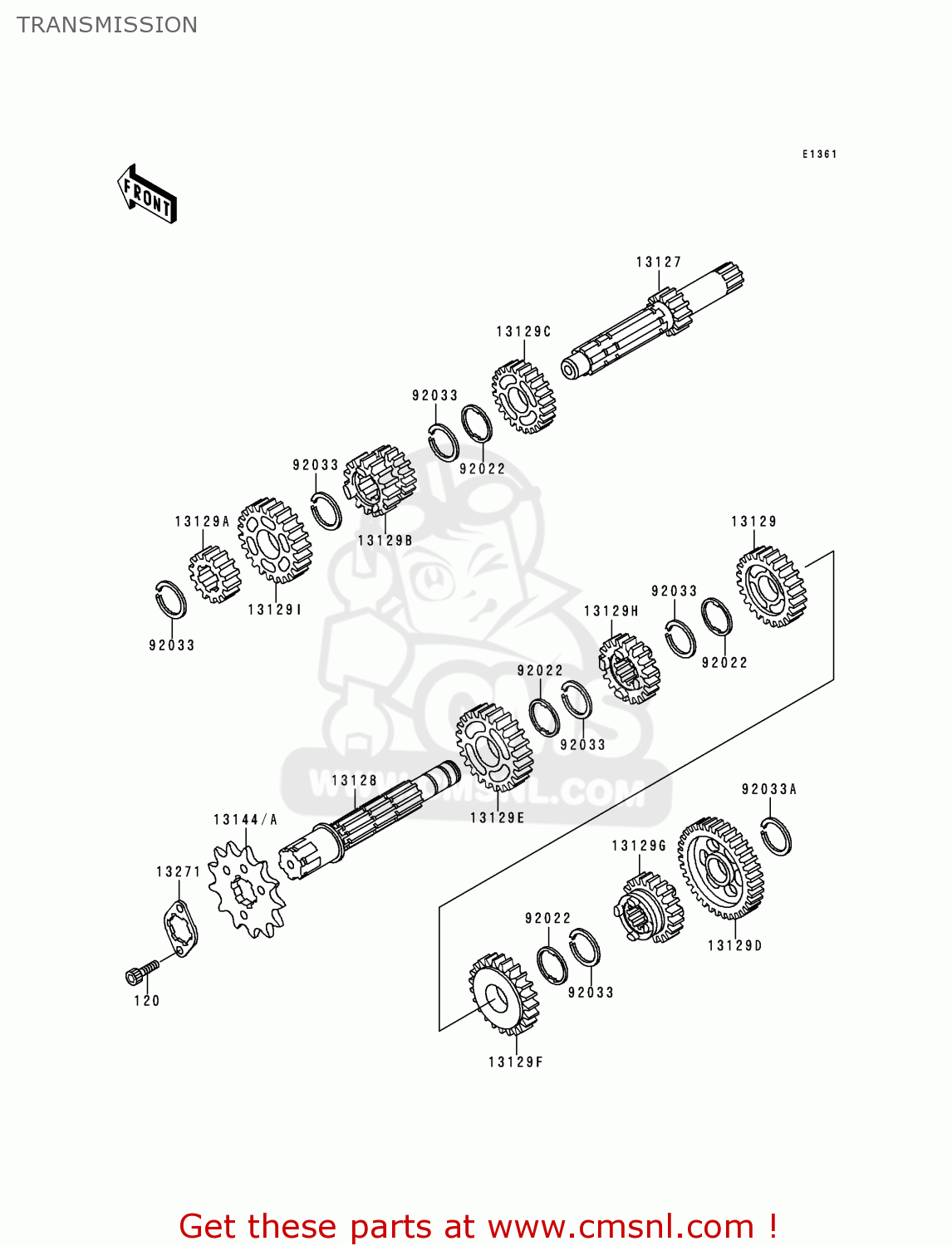 TRANSMISSION KMX125-B10 1999 UNITED KINGDOM FR FG