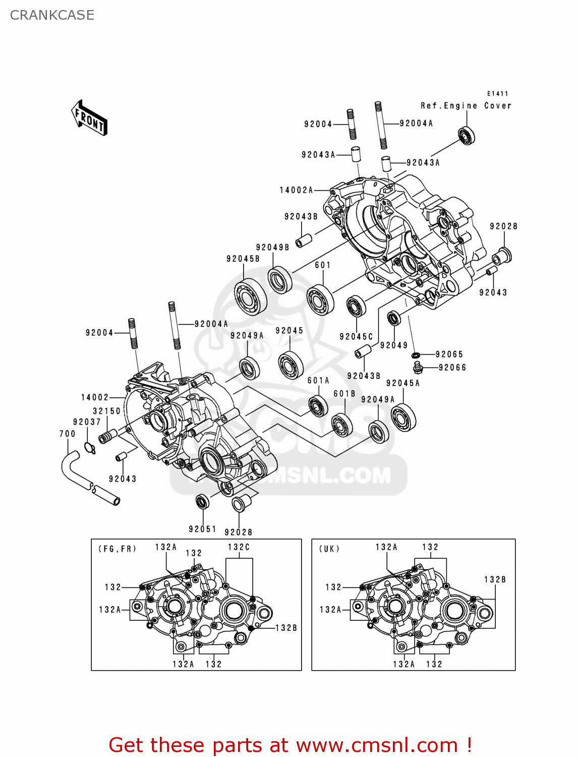 CRANKCASE KMX125-B10 1999 UNITED KINGDOM FR FG