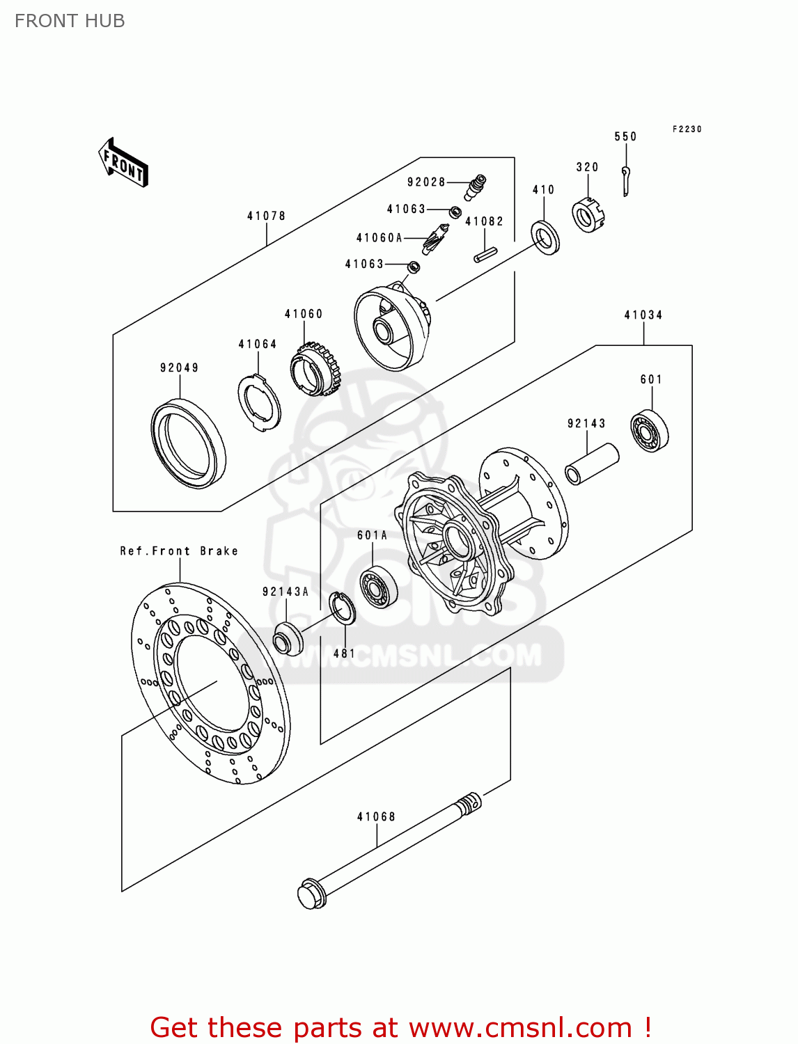 FRONT HUB KMX125-B10 1999 UNITED KINGDOM FR FG