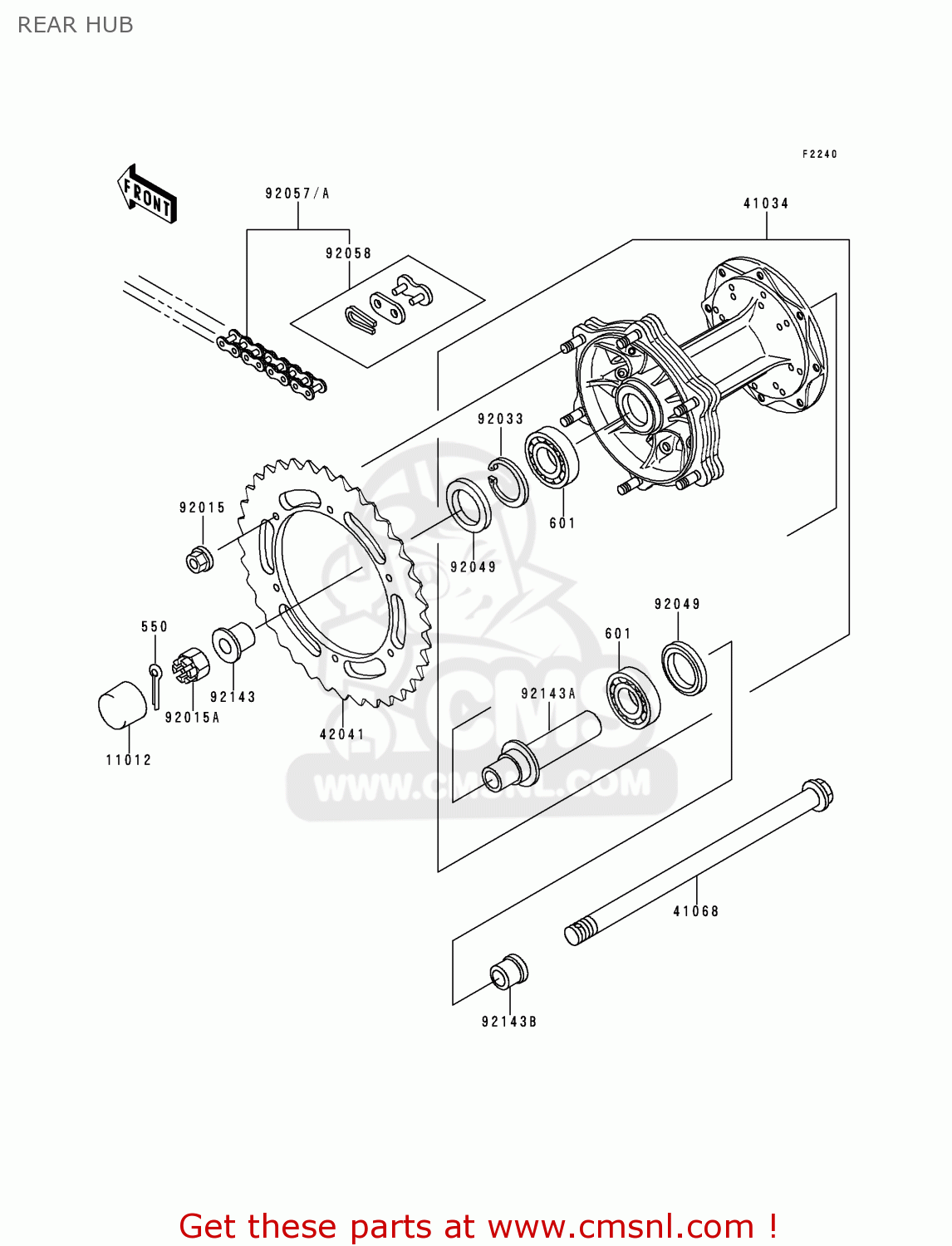 REAR HUB KMX125-B10 1999 UNITED KINGDOM FR FG