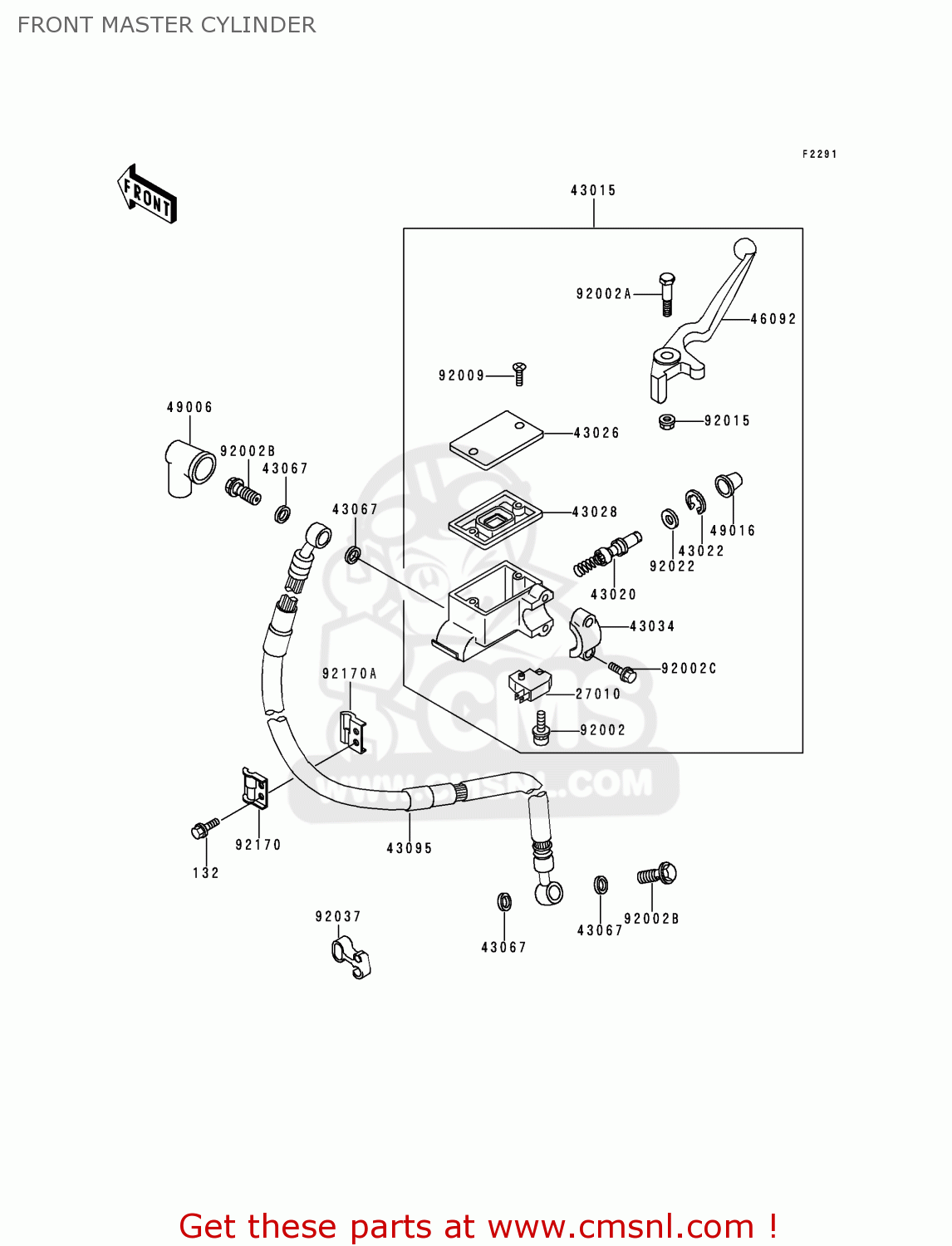 FRONT MASTER CYLINDER KMX125-B10 1999 UNITED KINGDOM FR FG