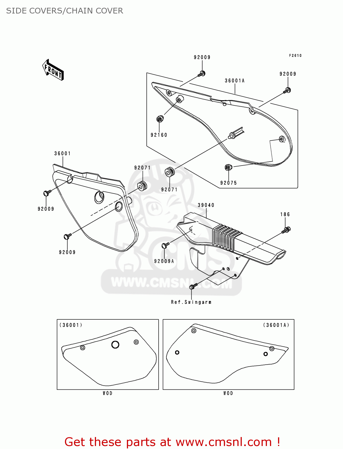 SIDE COVERS/CHAIN COVER KMX125-B10 1999 UNITED KINGDOM FR FG