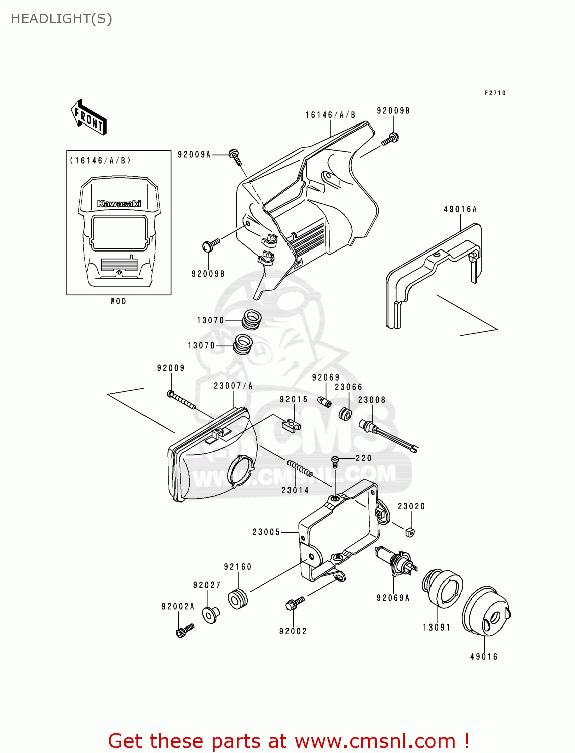HEADLIGHT(S) KMX125-B10 1999 UNITED KINGDOM FR FG