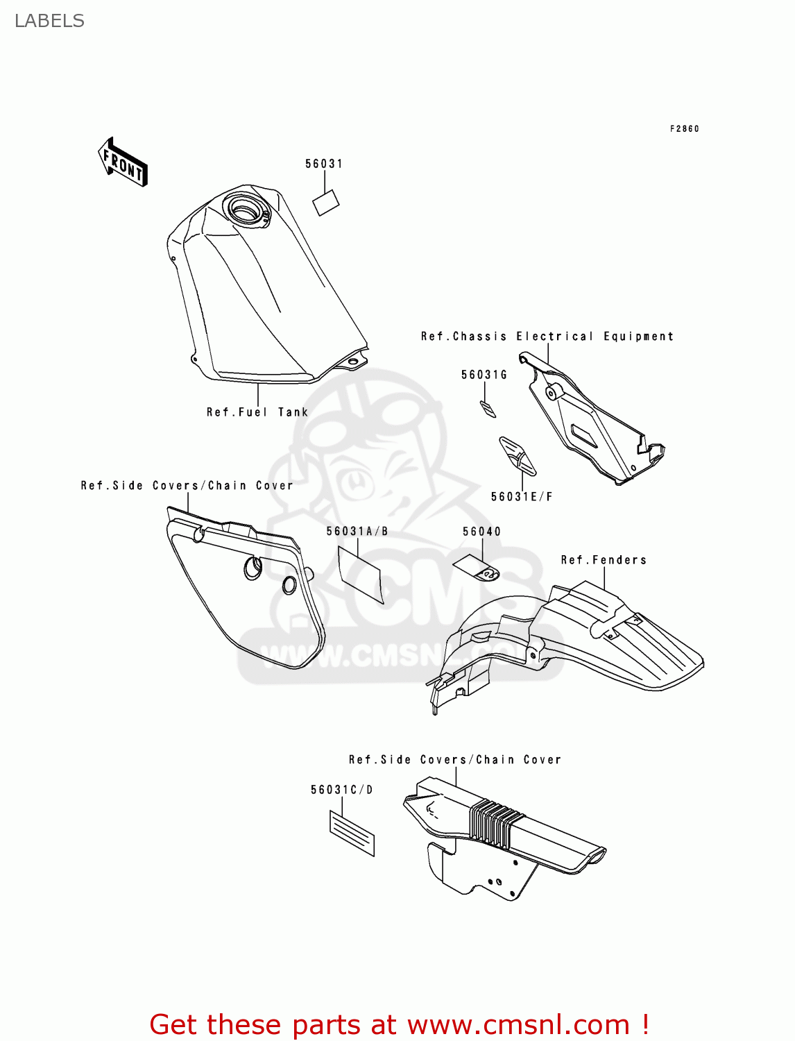 LABELS KMX125-B10 1999 UNITED KINGDOM FR FG
