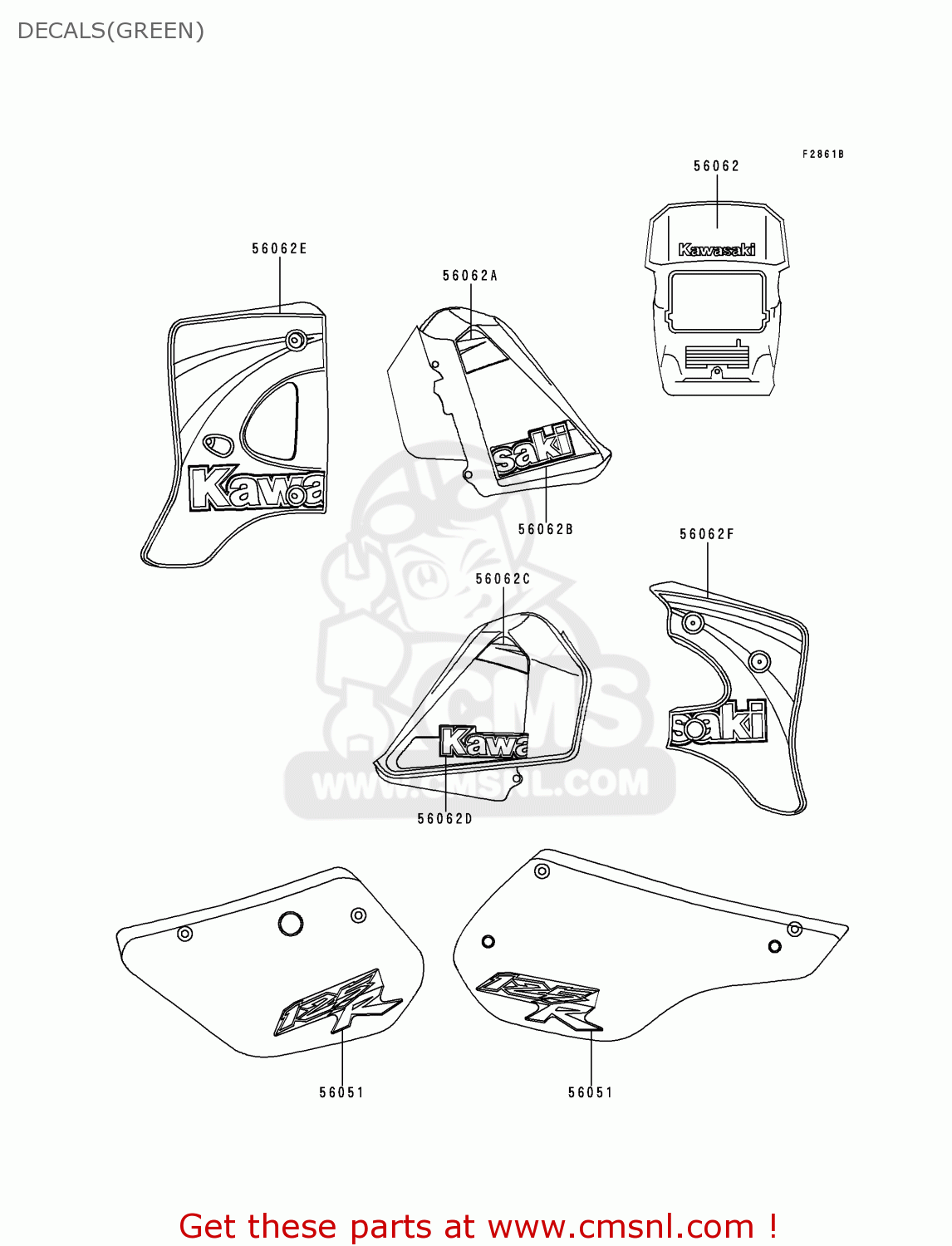 DECALS(GREEN) KMX125-B10 1999 UNITED KINGDOM FR FG