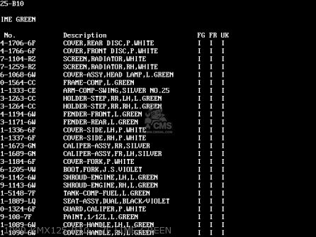 1999 KMX125-B10   7F LIME GREEN - KMX125-B10 1999 UNITED KINGDOM FR FG