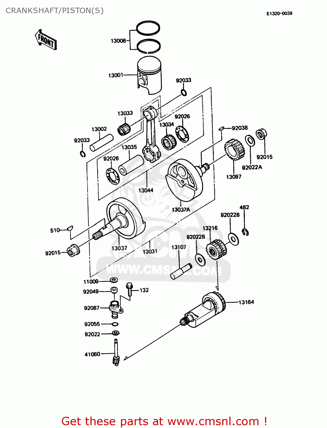 CRANKSHAFT/PISTON(S) KMX125-B2 1987 UNITED KINGDOM FR