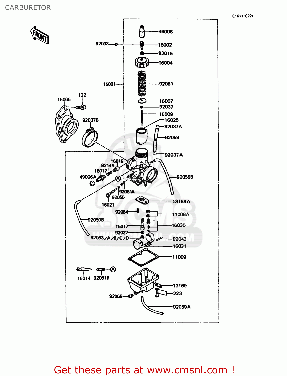 CARBURETOR KMX125-B2 1987 UNITED KINGDOM FR