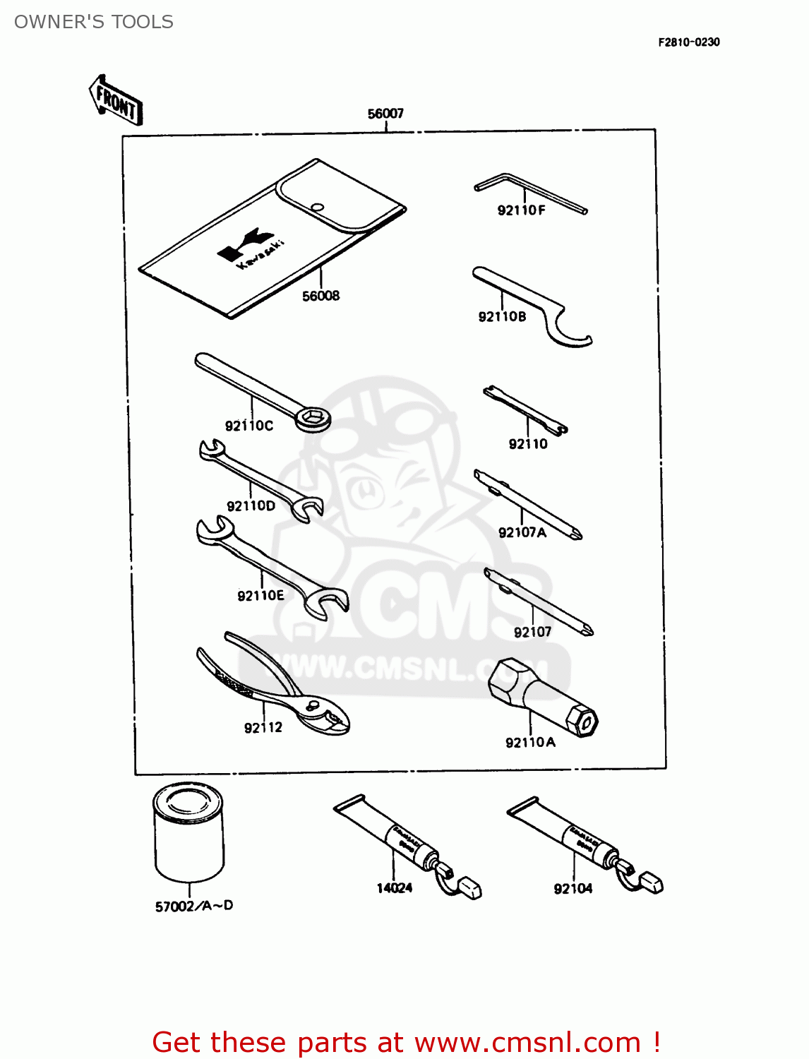 OWNER'S TOOLS KMX125-B2 1987 UNITED KINGDOM FR