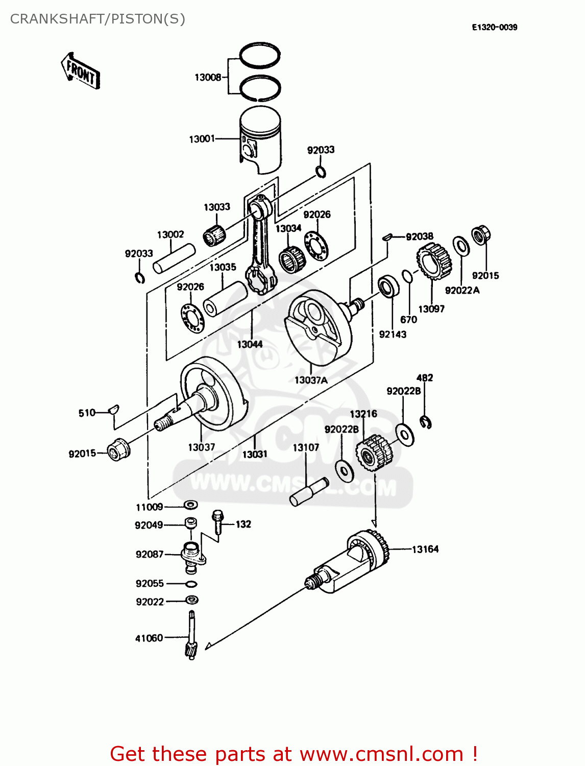CRANKSHAFT/PISTON(S) KMX125-B3 1988 UNITED KINGDOM FR