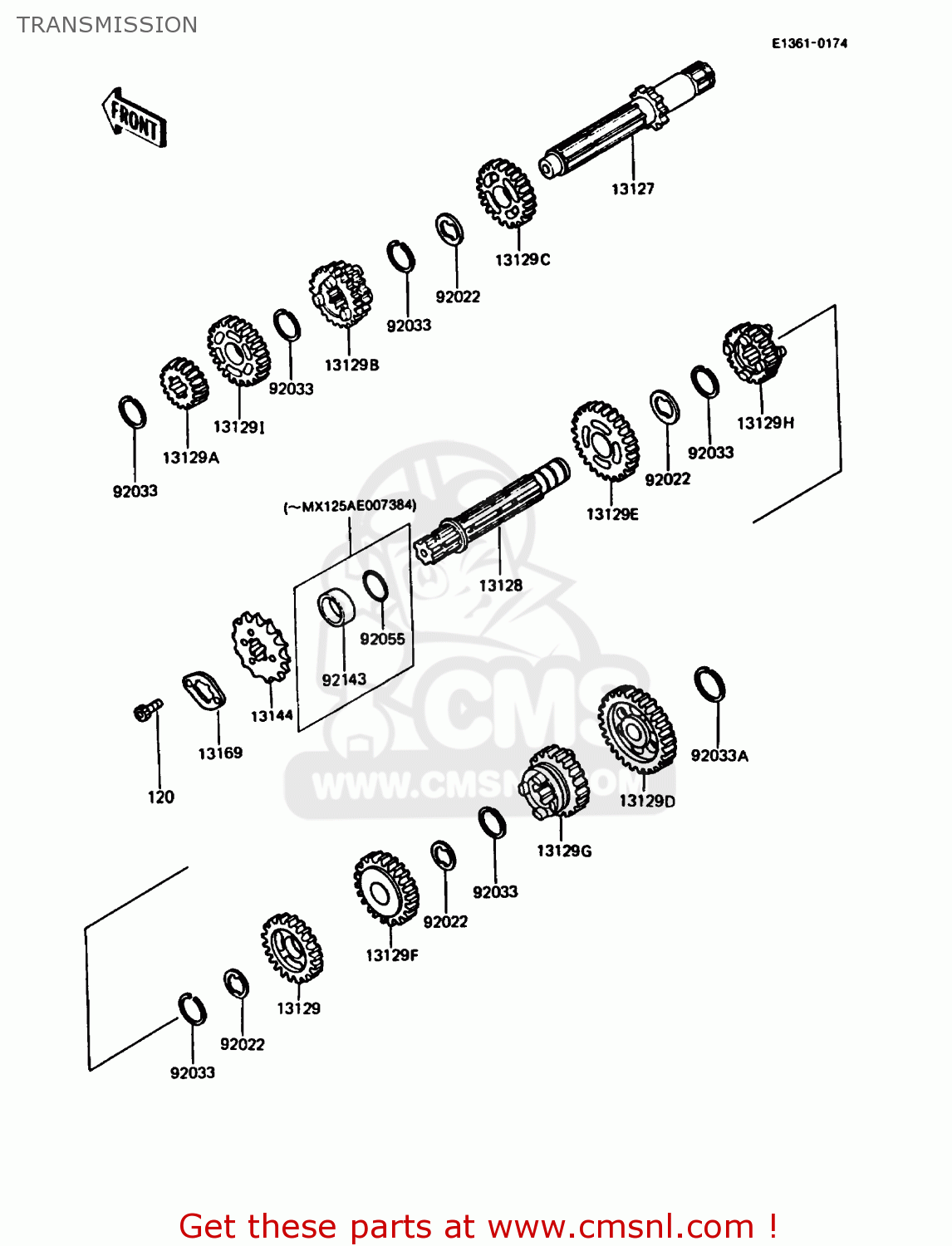 TRANSMISSION KMX125-B3 1988 UNITED KINGDOM FR