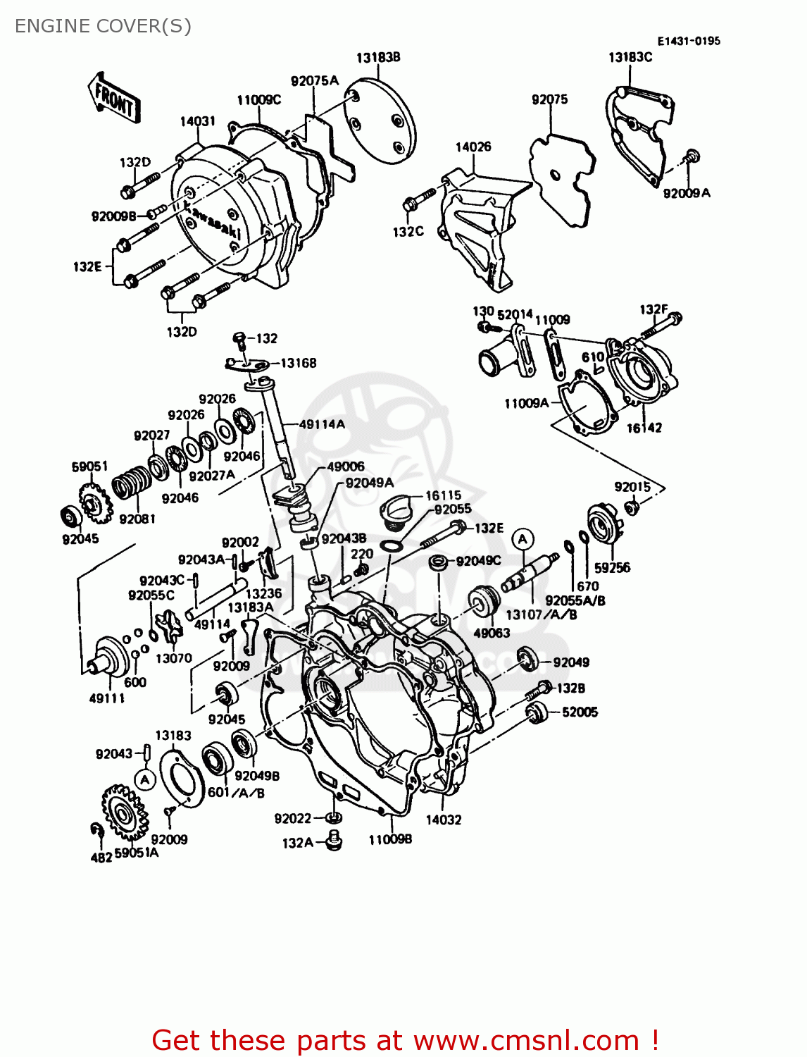 ENGINE COVER(S) KMX125-B3 1988 UNITED KINGDOM FR